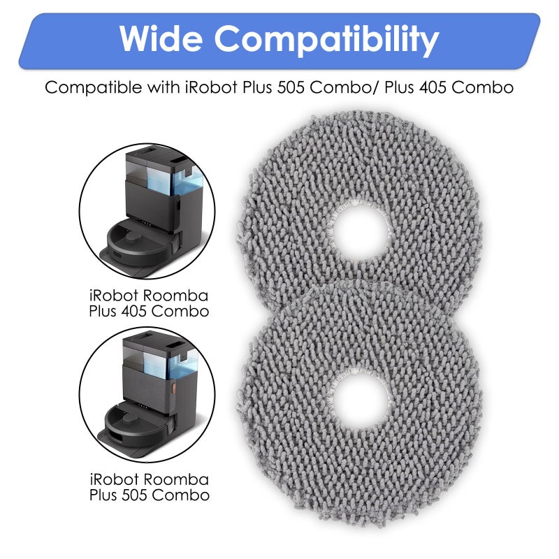 (4 عبوات) بالإضافة إلى 505 وسادات ممسحة بديلة متوافقة مع iRobot Plus 505 Combo robot + AutoWash Dock/Plus 405 Combo Robot Vacuum, Mop Cloth Accessories - Image 2